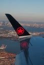 Air Canada logo over Newark