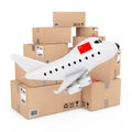 Air Cargo Concept. Cartoon Toy Jet Airplane with China Flag near Royalty Free Stock Photo