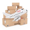 Air Cargo Concept. Cartoon Toy Jet Airplane with Fast Delivery S Royalty Free Stock Photo