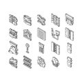 air clean fresh wind flow filter isometric icons set vector Royalty Free Stock Photo