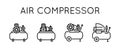 Air Compressor Icon Set. Equipment for Car Service, Construction, Production. Vector sign in simple style isolated on Royalty Free Stock Photo