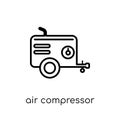 Air compressor icon. Trendy modern flat linear vector Air compressor icon on white background from thin line Construction collect Royalty Free Stock Photo
