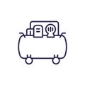 air compressor icon on white, line vector