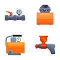 Air compressor icons set cartoon vector. High pressure air compressor Royalty Free Stock Photo