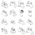 Air compressor icons set vector outline