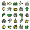 Air compressor icons set, outline style