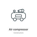 Air compressor outline vector icon. Thin line black air compressor icon, flat vector simple element illustration from editable Royalty Free Stock Photo