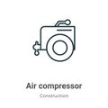 Air compressor outline vector icon. Thin line black air compressor icon, flat vector simple element illustration from editable Royalty Free Stock Photo