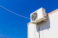 Air compressor is set on the roof of container office Royalty Free Stock Photo