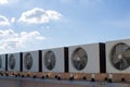 Air compressors on roof of factory Royalty Free Stock Photo