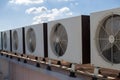 Air compressors on roof of factory Royalty Free Stock Photo