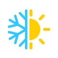 Air con icon, cold and hot temperature