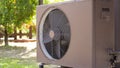 Air condition outdoor unit compressor install outside the house,Condenser unit in central air conditioning systems. Royalty Free Stock Photo