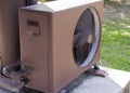 Air condition outdoor unit compressor install outside the house,Condenser unit in central air conditioning systems. Royalty Free Stock Photo