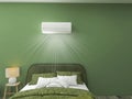 Air-conditioned bedroom design, 3d render, 3d illustration