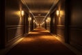 Air-conditioned Interior long hotel corridor. Generate Ai