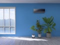 Air-conditioned room interior 3d render, 3d illustration furniture energy control design