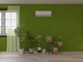 Air-conditioned room interior 3d render, 3d illustration furniture