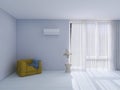 Air-conditioned room interior 3d render, 3d illustration decoration modern control comfortable