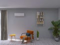 Air-conditioned room interior 3d render, 3d illustration furniture modern control comfortable