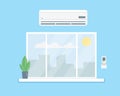 Air conditioner above the window. Royalty Free Stock Photo