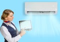 Air conditioner blowing cold air Royalty Free Stock Photo