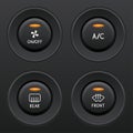 Air conditioner buttons set. Car dashboard black elements Royalty Free Stock Photo