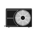 Air conditioner climate vector icon solid black. Symbol temperature illustration cooling isolated white and conditioning house