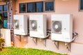 Air conditioner compressor units near building Royalty Free Stock Photo