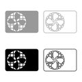 Air conditioner fan equipment system set icon grey black color vector illustration image solid fill outline contour line thin Royalty Free Stock Photo