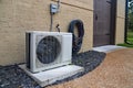 Air Conditioner mini split system next to home with brick wall