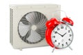 Air conditioner, outdoor compressor unit with alarm clock, 3D rendering