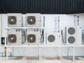 Air conditioner outdoor units outside of building