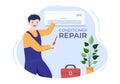 Air Conditioner Repair or Installation Illustration with Unit Breakdown, Maintenance Service, Cooling System in Flat Style Cartoon Royalty Free Stock Photo