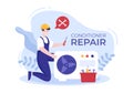 Air Conditioner Repair or Installation Illustration with Unit Breakdown, Maintenance Service, Cooling System in Flat Style Cartoon Royalty Free Stock Photo