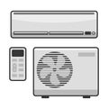 Air Conditioner Set on White Background. Vector Royalty Free Stock Photo