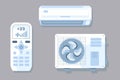 Air conditioner and split air control system templates set, realistic vector illustration Royalty Free Stock Photo