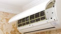 Air conditioner unit opened for cleaning Royalty Free Stock Photo