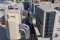 Air conditioner units HVAC on a roof of new industrial building