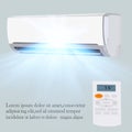 Air conditioner vector background ad.Split system air conditioner. Cool and cold climate control system. Realistic conditioning