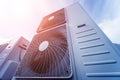 Air conditioners on the roof of an industrial building. HVAC Royalty Free Stock Photo