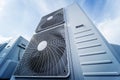 Air conditioners on the roof of an industrial building. HVAC Royalty Free Stock Photo