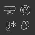 Air conditioning chalk icons set