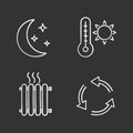 Air conditioning chalk icons set