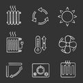 Air conditioning chalk icons set