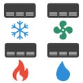 Air conditioning and climate control mode icons. A set of flat air conditioning icons Royalty Free Stock Photo