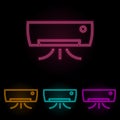 Air conditioning color neon set. Simple thin line, outline vector of web icons for ui and ux, website or mobile