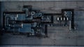 Air conditioning equipment atop a modern building - aerial/drone view of the roof Royalty Free Stock Photo