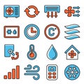 Air Conditioning Icons Set on White Background. Vector