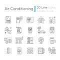 Air conditioning linear icons set